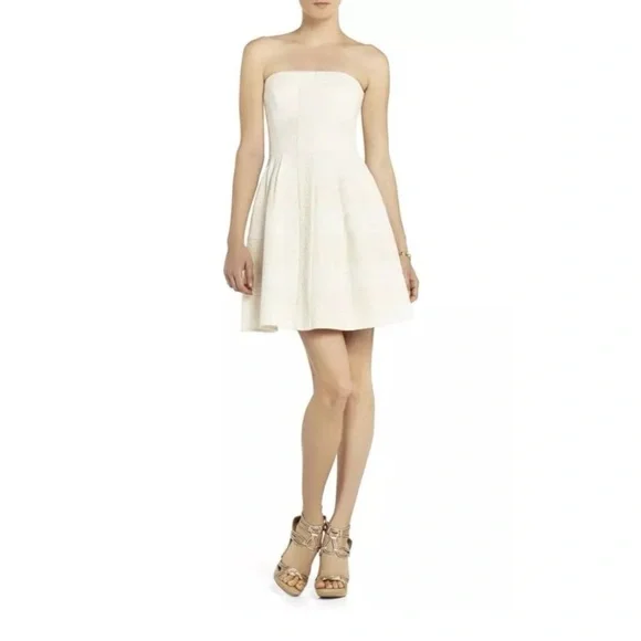 BCBGMaxAzria Dorothea Strapless Babydoll Mini Dress Fairy Whimsical Wedding - Picture 3 of 14